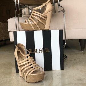LAMB Vogul Platform Cage Wedges - Natural Heels -8